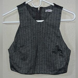 Dainty Hooligan Gray High Neck Zip Up Back Tank-Blouse